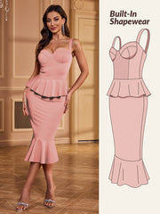 Elegant Sophisticated Fitted Built in Shapewear Dress