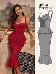 Elegant Sophisticated Fitted Built in Shapewear Dress